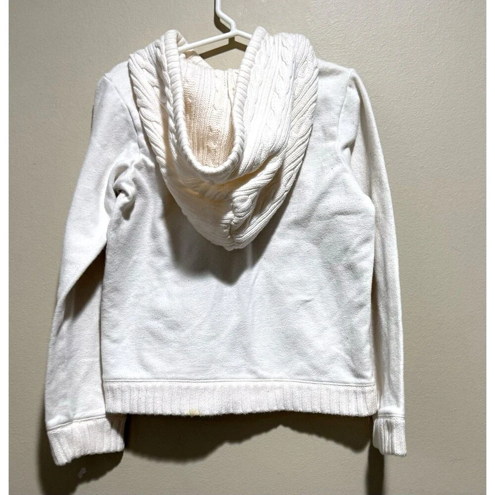OshKosh B'gosh Girls 6X Hoodie White Zip Jacket Embroidered Floral Heart Cottage